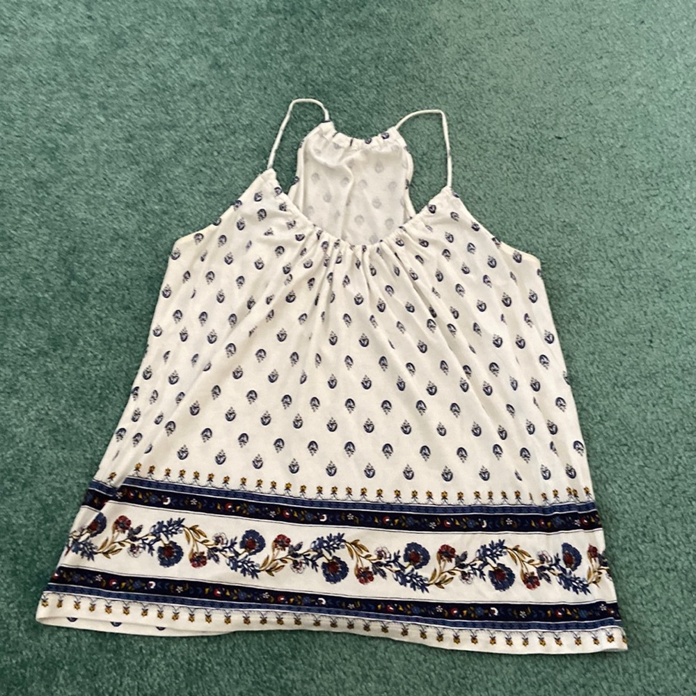 Old Navy: sleeveless white with floral pattern tank/blouse